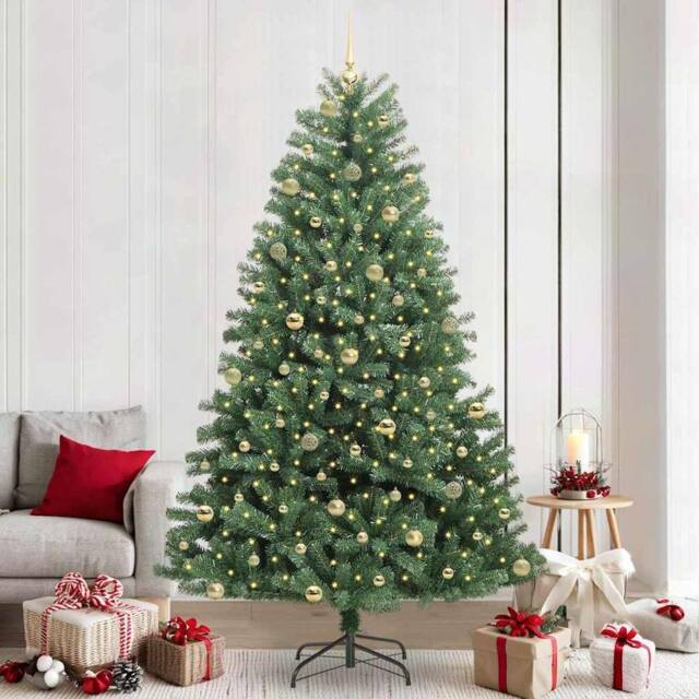 Berkfield Home Artificial Hinged Christmas Tree Green 240 cm PVC & Metal - image 1