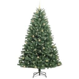 Berkfield Home Artificial Hinged Christmas Tree Green 240 cm PVC & Metal - thumbnail 4