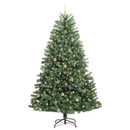 Berkfield Home Artificial Hinged Christmas Tree Green 240 cm PVC & Metal - thumbnail 3