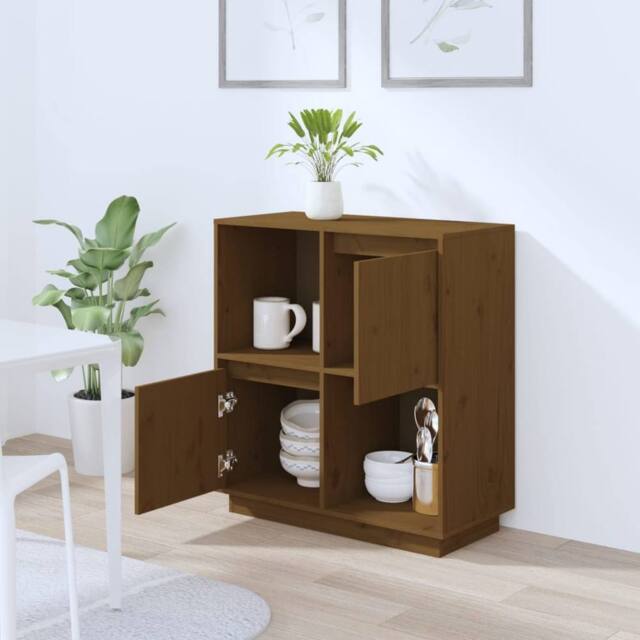 Berkfield Home Sideboard Honey Brown 74x35x80 cm Solid Wood Pine - Size: 74 x 35 x 80 cm - image 1