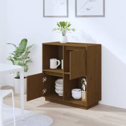 Berkfield Home Sideboard Honey Brown 74x35x80 cm Solid Wood Pine - Size: 74 x 35 x 80 cm