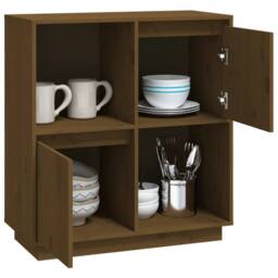 Berkfield Home Sideboard Honey Brown 74x35x80 cm Solid Wood Pine - Size: 74 x 35 x 80 cm - thumbnail 4