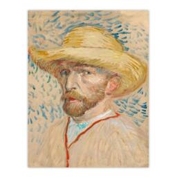 Artery8 Vincent van Gogh Framed Wall Art Print Self Portrait with Straw Hat in Beige - Size: A4 - thumbnail 3