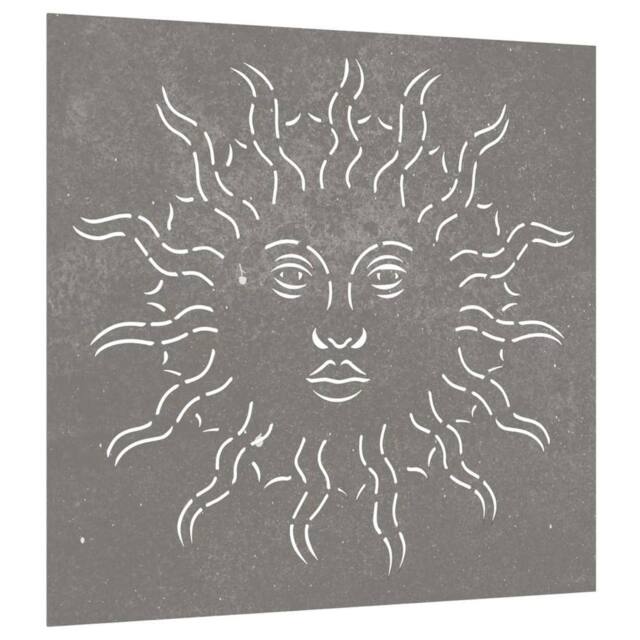 Berkfield Home Garden Wall Decoration 55x55 cm Corten Steel Sun Design in Brown - image 1