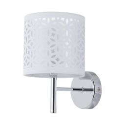 First Choice Lighting Set of 2 Brea - Chrome Wall Lights with White Cut Out Shade in Silver - thumbnail 2