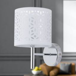 First Choice Lighting Set of 2 Brea - Chrome Wall Lights with White Cut Out Shade in Silver - thumbnail 5