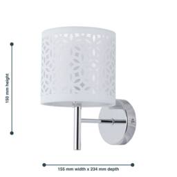 First Choice Lighting Set of 2 Brea - Chrome Wall Lights with White Cut Out Shade in Silver - thumbnail 6