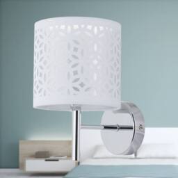 First Choice Lighting Set of 2 Brea - Chrome Wall Lights with White Cut Out Shade in Silver - thumbnail 4
