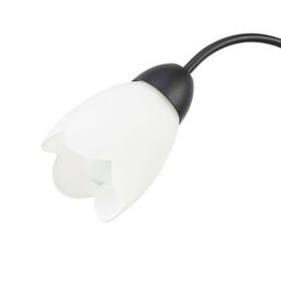 Happy Homewares Contemporary Ceiling Lamp Fitting with Opal White Floral Petal Glass Shades in Black - thumbnail 3