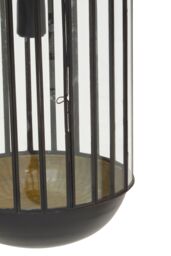 Orsina Black Metal Pendant Light, Capsule Cage Frame with Clear Glass Panels, Handcrafted Hanging Light Fixture - thumbnail 4