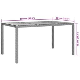 Berkfield Home Durable Garden Dining Table Grey 150x90x75 cm Poly Rattan - Size: 150 x 90 x 75 cm - thumbnail 7