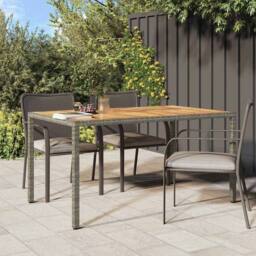 Berkfield Home Durable Garden Dining Table Grey 150x90x75 cm Poly Rattan - Size: 150 x 90 x 75 cm - thumbnail 2