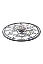 Living and Home 60cm Black Metal Arabic Numerals Cut-Out Silent Wall Clock with Tree Carving - thumbnail 2