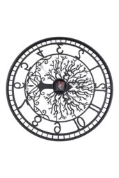 Living and Home 60cm Black Metal Arabic Numerals Cut-Out Silent Wall Clock with Tree Carving - thumbnail 5