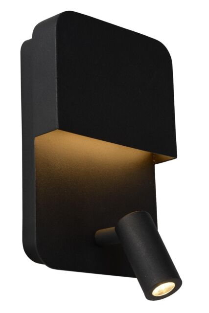 Lucide 'BOXER' Modern Stylish Non Dimmable Tiltable Indoor LED Wall Light in Black - image 1