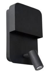 Lucide 'BOXER' Modern Stylish Non Dimmable Tiltable Indoor LED Wall Light in Black - thumbnail 2