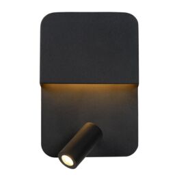 Lucide 'BOXER' Modern Stylish Non Dimmable Tiltable Indoor LED Wall Light in Black - thumbnail 4