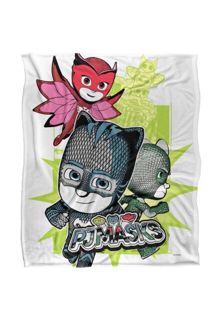 Hasbro PJ Masks Comic Group Splash Silky Touch Blanket 152x127cm in White - Size: 152x127 cm - image 1