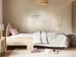Flair Noah Single Curved Headboard Bed Oak in Pink - thumbnail 2