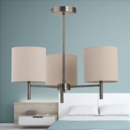 First Choice Lighting Brea - Antique Brass 3 Light Fitting with Natural Linen Shades in Gold - thumbnail 4