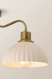 ValueLights Bourton Cream Ribbed Dome 3 Arm Ceiling Pendant Light in Gold - thumbnail 4