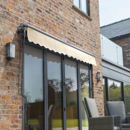 Retractable Manual Charcoal Frame Wall Mounted Patio Awning 4m x 3m - thumbnail 4