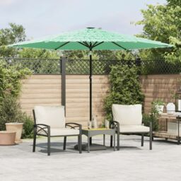 Berkfield Home Garden Parasol with Steel Pole Green 288x288x225 cm - Size: 288 x 288 x 225 cm