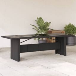Berkfield Home Garden Table with Glass Top Black 240x90x75 cm Poly Rattan - Size: 240 x 90 x 75 cm - thumbnail 2