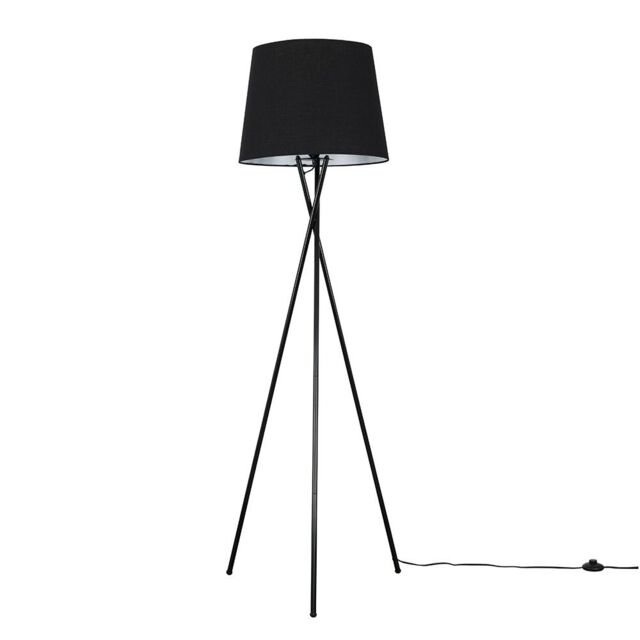 ValueLights Camden Black Metal Tripod Floor Lamp with Tapered Shade & LED Bulb - image 1