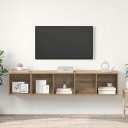 Berkfield Home TV Cabinet Set 2 pcs Artisan oak 37 x 37 x 142.5 cm in Brown - thumbnail 4