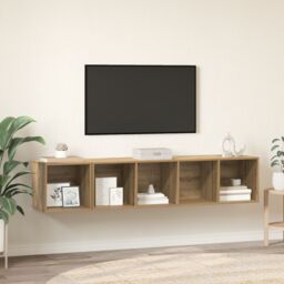 Berkfield Home TV Cabinet Set 2 pcs Artisan oak 37 x 37 x 142.5 cm in Brown - thumbnail 1