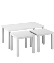 EONLION Set of 3 White Wooden Nesting Stacking Coffee Side Centre Tables Living Room - thumbnail 4