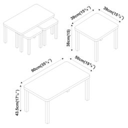 EONLION Set of 3 White Wooden Nesting Stacking Coffee Side Centre Tables Living Room - thumbnail 2