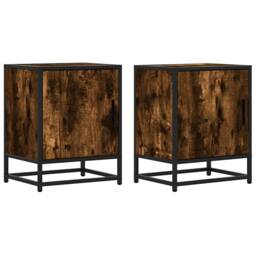 Berkfield Home Elegant End Tables with Drawer with Storage with Door Brown 40 x - thumbnail 3