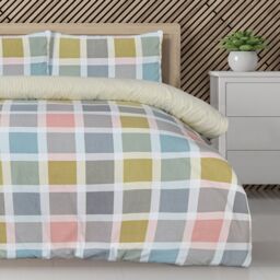 Smart Living Luxury Super Soft Crosshatch Check Revisable Duvet Cover with Pillowcase - Size: Single - thumbnail 4