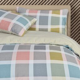 Smart Living Luxury Super Soft Crosshatch Check Revisable Duvet Cover with Pillowcase - Size: Single - thumbnail 5