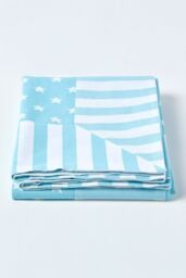 Homescapes Cotton Stars & Stripes Decorative Sofa Throw in Blue - Size: 150 cm x 200 cm - thumbnail 3