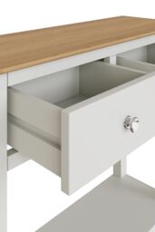 FWStyle 2 Drawer Console Table White Linen Large Oak Top Painted Finish - thumbnail 4