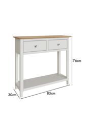 FWStyle 2 Drawer Console Table White Linen Large Oak Top Painted Finish - thumbnail 5