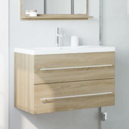 Berkfield Home Sink Cabinet Old Wood 80x38.5x48 cm Engineered Wood in Brown - thumbnail 3