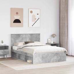 Berkfield Home Bed Frame with Headboard Concerte 140 x 200 cm Solid Pine Wood in Grey - thumbnail 3