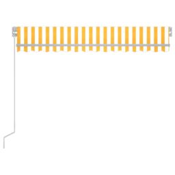 Berkfield Home Manual Retractable Awning with LED 300x250 cm Yellow & White - thumbnail 4