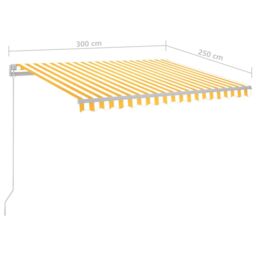 Berkfield Home Manual Retractable Awning with LED 300x250 cm Yellow & White - thumbnail 7