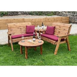 Charles Taylor Four Seater Balmoral Corner Set C/W Round Coffee - Fully Assembled in Light Brown - thumbnail 1