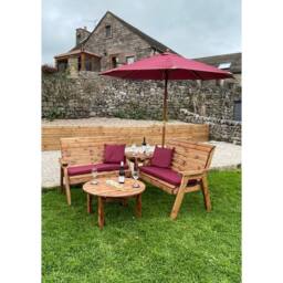 Charles Taylor Four Seater Balmoral Corner Set C/W Round Coffee - Fully Assembled in Light Brown - thumbnail 2