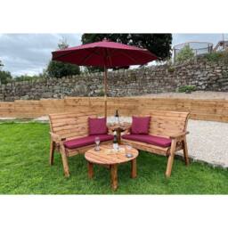 Charles Taylor Four Seater Balmoral Corner Set C/W Round Coffee - Fully Assembled in Light Brown - thumbnail 4