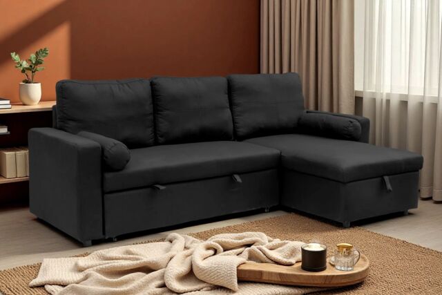 Outdoor Living Manhattan Black 3 Seat Corner Sofa Bed Set - Left or Right - image 1