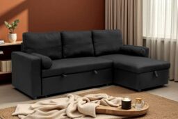 Outdoor Living Manhattan Black 3 Seat Corner Sofa Bed Set - Left or Right - thumbnail 1