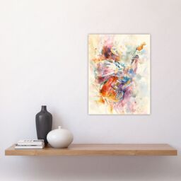 "Artery8 Colourful Watercolour Electric Guitar Musician Wall Art Print - Size: W24"" x H32""" - thumbnail 4