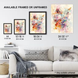 "Artery8 Colourful Watercolour Electric Guitar Musician Wall Art Print - Size: W24"" x H32""" - thumbnail 3